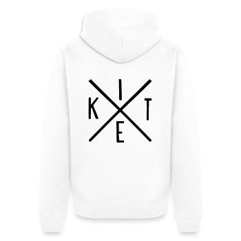 KITEhipsterkreuzw - Unisex Premium Bio Zip Hoodie - Weiß - Hinten - Thijin (182cm)