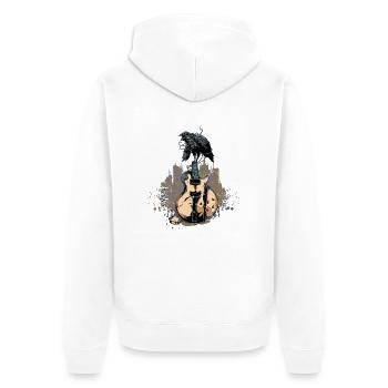 broken guitar - Unisex Premium Bio Zip Hoodie - Weiß - Hinten - Thijin (182cm)
