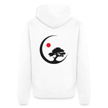 qigong bonsai sun - Unisex Premium Bio Zip Hoodie - Weiß - Hinten - Thijin (182cm)