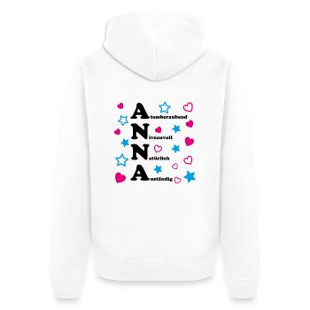 Anna - Unisex Premium Bio Zip Hoodie - Weiß - Hinten - Thijin (182cm)