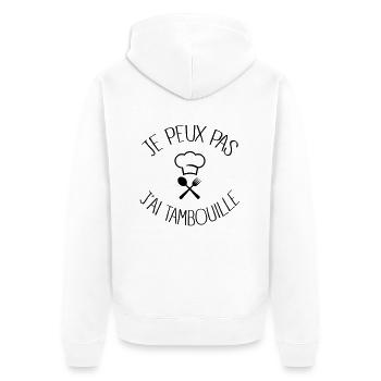 Je peux pas j'ai Tambouille - Veste à capuche bio Premium Unisexe - blanc - Dos - Thijin (182cm)