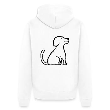 Braver glücklicher sitzender Hund - Unisex Premium Bio Zip Hoodie - Weiß - Hinten - Thijin (182cm)