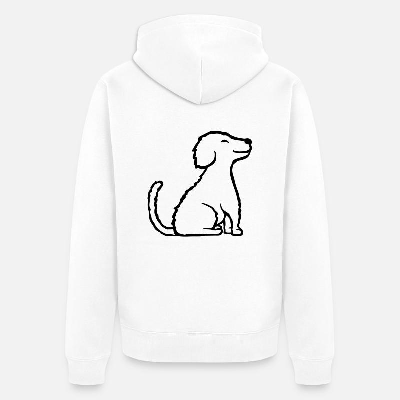 Brave chien assis et heureux - Veste à capuche bio Premium Unisexe - blanc