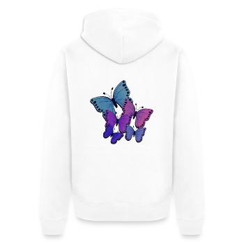 Schmetterlinge - Unisex Premium Bio Zip Hoodie - Weiß - Hinten - Thijin (182cm)
