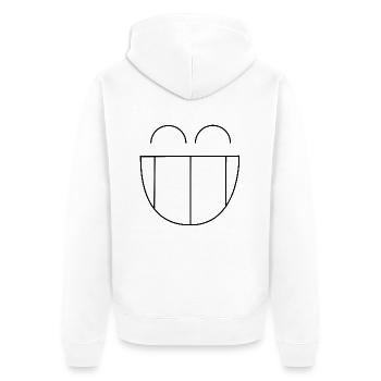 HAPPY BIT. SMILE. - Unisex Premium Organic Zip Hoodie - white - Back - Thijin (182cm)