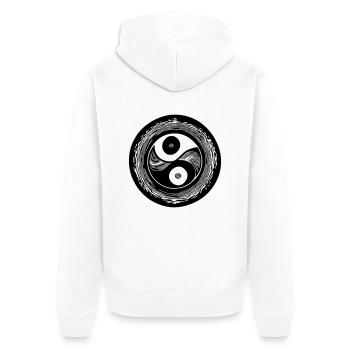 Yin Yang Sign Symbol Peace Happiness Vector 10 - Unisex Premium Organic Zip Hoodie - white - Back - Thijin (182cm)