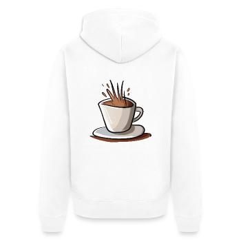 Coffee Illustration Gift Idea for Coffee Drinkers - Unisex Premium Organic Zip Hoodie - white - Back - Thijin (182cm)