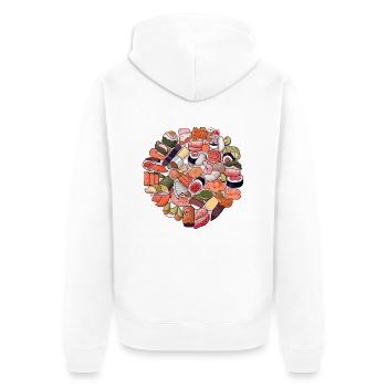 Ein Genuss, dieses Sushi - Unisex Premium Bio Zip Hoodie - Weiß - Hinten - Thijin (182cm)
