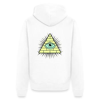 Illuminati Pyramid - Unisex Premium Organic Zip Hoodie - white - Back - Thijin (182cm)