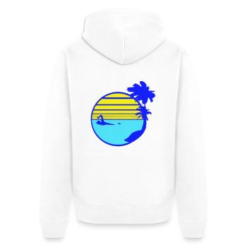 nager homme palmiers plage bande mer voyage - Veste à capuche bio Premium Unisexe - blanc - Dos - Thijin (182cm)