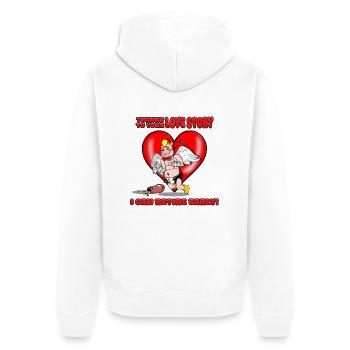 Lustige Amor-Liebesgeschichte Valentinstag-Paare - Unisex Premium Bio Zip Hoodie - Weiß - Hinten - Thijin (182cm)