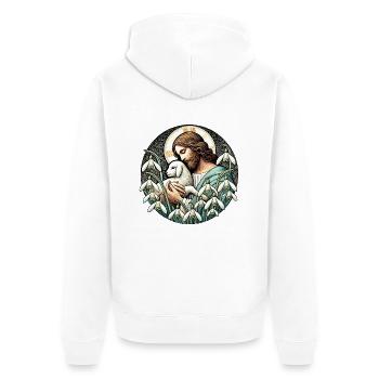 Jesus Christus, Er ist auferstanden, Ostersonntag - Unisex Premium Bio Zip Hoodie - Weiß - Hinten - Thijin (182cm)