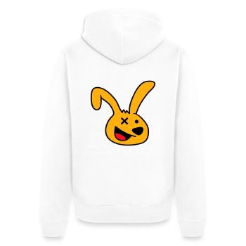 Hase verrückt wahnsinnig lachen komisch verwirrt - Unisex Premium Bio Zip Hoodie - Weiß - Hinten - Thijin (182cm)