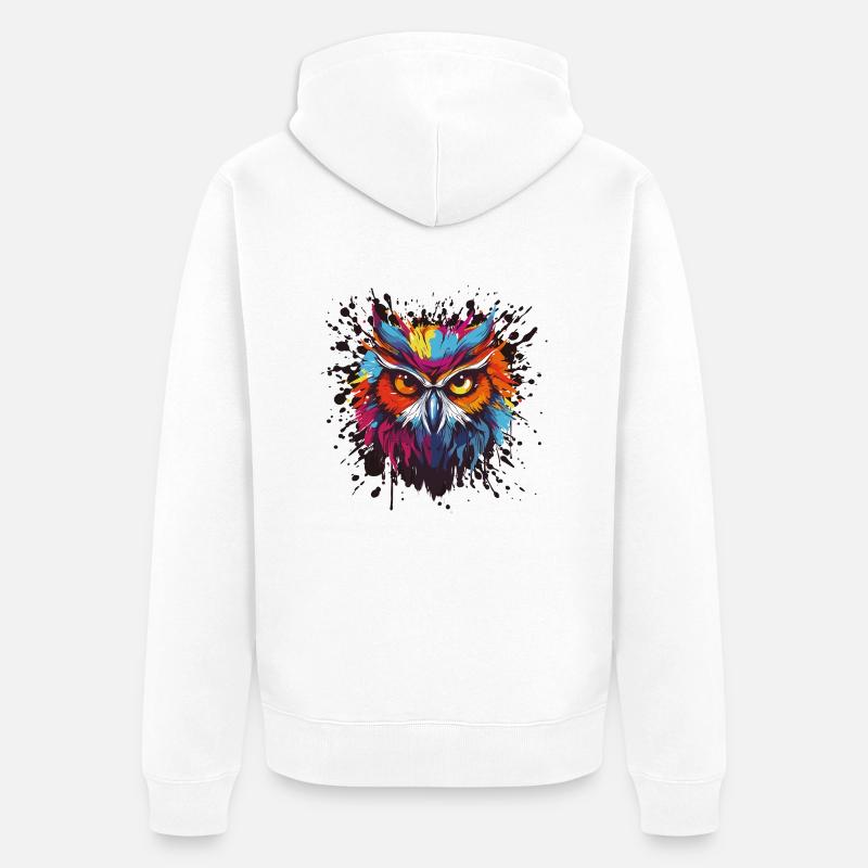 hibou - Veste à capuche bio Premium Unisexe - blanc