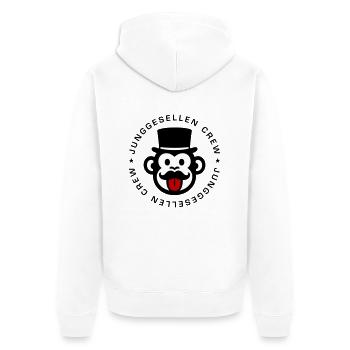 Junggesellen Crew Affe - Unisex Premium Bio Zip Hoodie - Weiß - Hinten - Thijin (182cm)