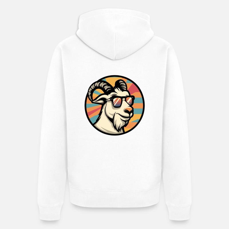 Bergziege Comic Cool - Unisex Premium Bio Zip Hoodie - Weiß
