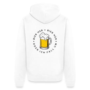 Bienen hier - Oder ich fall um! - Unisex Premium Bio Zip Hoodie - Weiß - Hinten - Thijin (182cm)