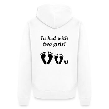 In bed with two girls - Unisex Premium Bio Zip Hoodie - Weiß - Hinten - Thijin (182cm)