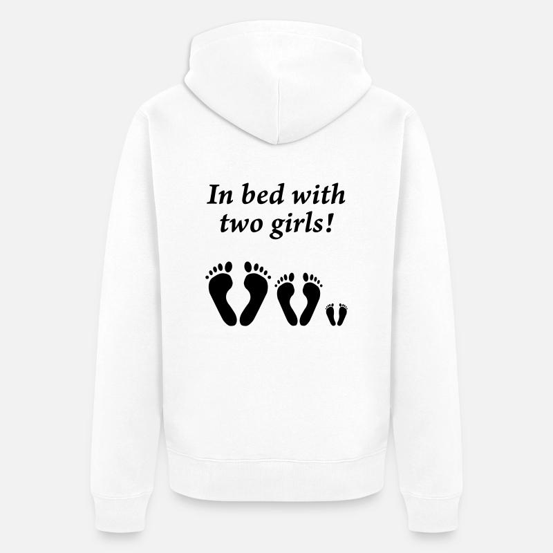 Au lit avec deux filles - Veste à capuche bio Premium Unisexe - blanc