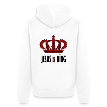 JESUS is KING - Unisex Premium Bio Zip Hoodie - Weiß - Hinten - Thijin (182cm)