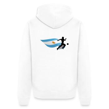 Flagge Argentinien Fußballspieler - Unisex Premium Bio Zip Hoodie - Weiß - Hinten - Thijin (182cm)
