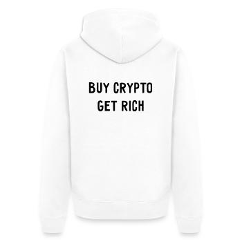 Crypto rich - Unisex Premium Bio Zip Hoodie - Weiß - Hinten - Thijin (182cm)