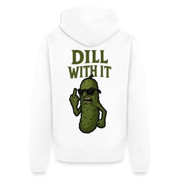 Dill With It Funny Pickle Illustration - Unisex Premium Organic Zip Hoodie - white - Back - Thijin (182cm)