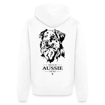 Aussie Mom Dogs Australian Shepherd Dog Wilsigns - Unisex Premium Organic Zip Hoodie - white - Back - Thijin (182cm)