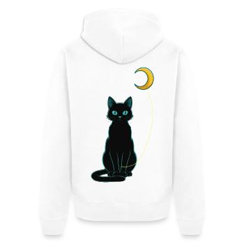 Nuit du chat noir avec ballon lunaire - Veste à capuche bio Premium Unisexe - blanc - Dos - Thijin (182cm)