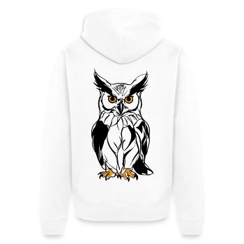 Nacht-Eule Silhouette mit Goldaugen - Unisex Premium Bio Zip Hoodie - Weiß - Hinten - Thijin (182cm)