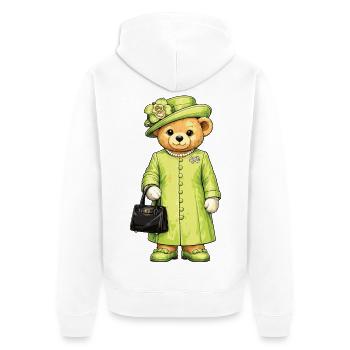 Royal Teddy Bear Design | Cute Vintage Teddy Bear - Unisex Premium Organic Zip Hoodie - white - Back - Thijin (182cm)