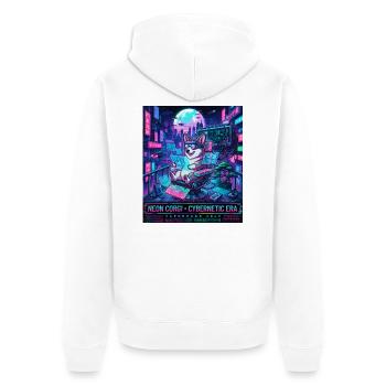 Neon Corgi Cybernetic Era Vaporpunk 2049 - Unisex Premium Organic Zip Hoodie - white - Back - Thijin (182cm)