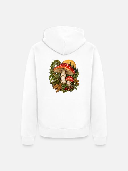 Fliegenpilz im Märchenwald - Unisex Premium Bio Zip Hoodie - Weiß