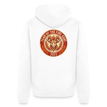 Year Of The Fire Goat 2027 Shirt | Vintage Fire Go - Unisex Premium Bio Zip Hoodie - Weiß - Hinten - Thijin (182cm)