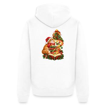 Weihnachtslesekatze und Bücher - Unisex Premium Bio Zip Hoodie - Weiß - Hinten - Thijin (182cm)