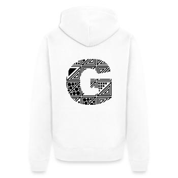 Buchstabe G - Unisex Premium Bio Zip Hoodie - Weiß - Hinten - Thijin (182cm)