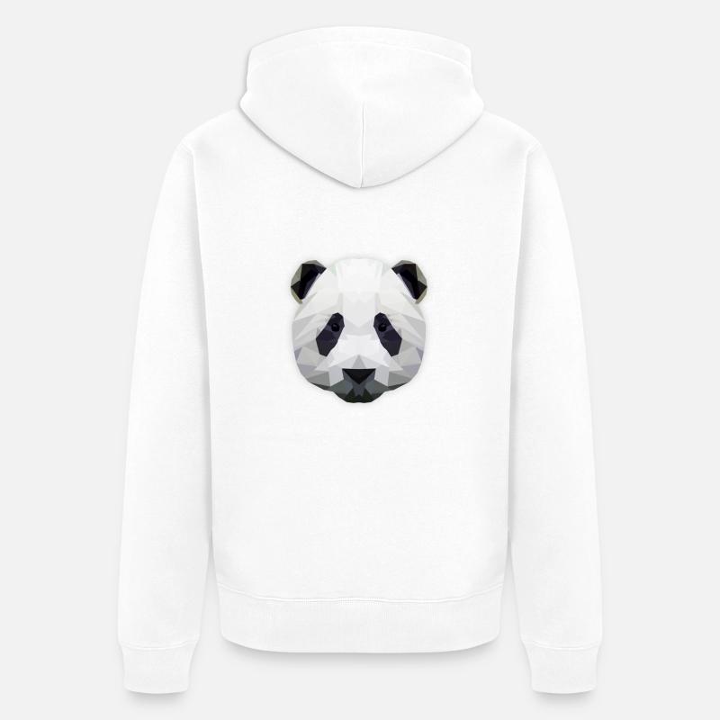 LowPoly "tête de panda" - Veste à capuche bio Premium Unisexe - blanc
