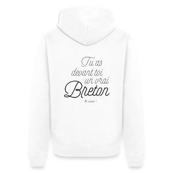 un vrai breton - Veste à capuche bio Premium Unisexe - blanc - Dos - Thijin (182cm)