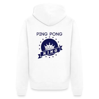 ping pong king - Unisex Premium Bio Zip Hoodie - Weiß - Hinten - Thijin (182cm)