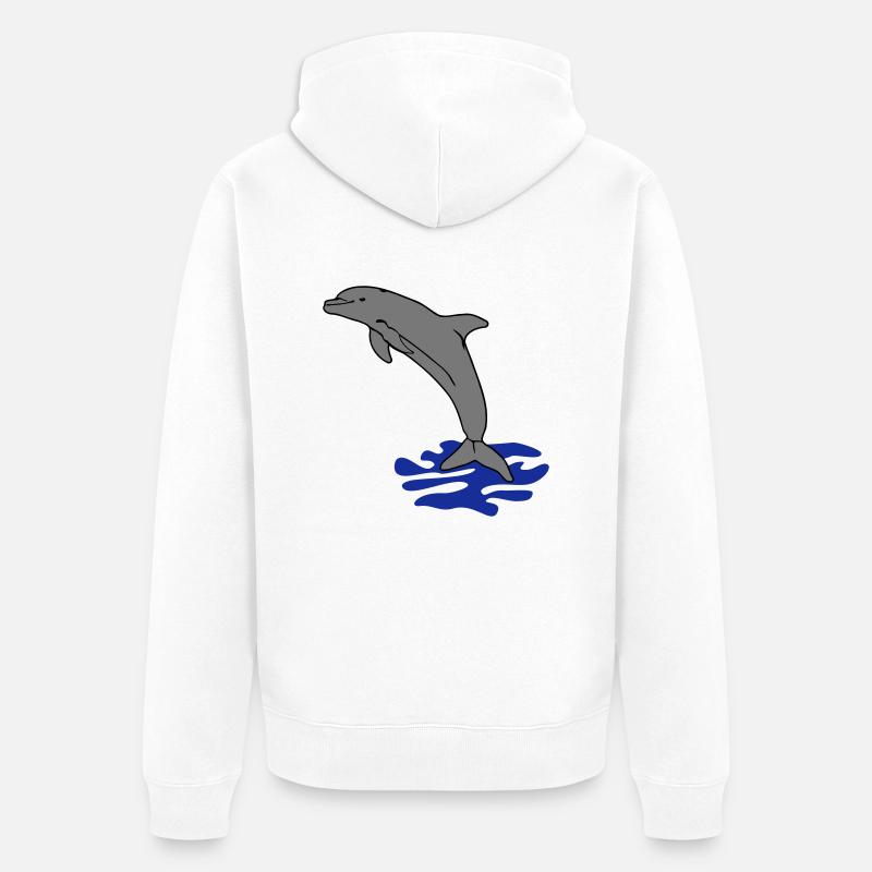 springender Delphin Delfin jumping dolphin - Unisex Premium Bio Zip Hoodie - Weiß