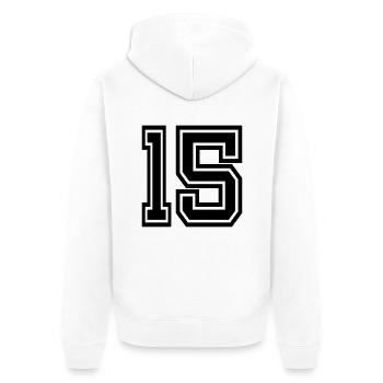 15 - Unisex Premium Bio Zip Hoodie - Weiß - Hinten - Thijin (182cm)