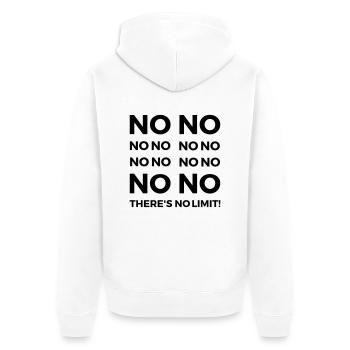 NO LIMIT - Unisex Premium Bio Zip Hoodie - Weiß - Hinten - Thijin (182cm)