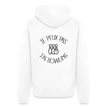 Je peux pas j'ai Bowling - Veste à capuche bio Premium Unisexe - blanc - Dos - Thijin (182cm)