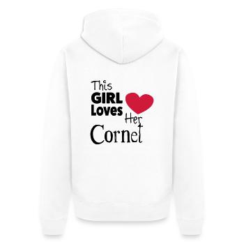 This Girl Loves Her Cornet - Unisex Premium Bio Zip Hoodie - Weiß - Hinten - Thijin (182cm)