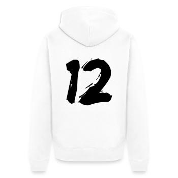 Brushed 12 - Unisex Premium Bio Zip Hoodie - Weiß - Hinten - Thijin (182cm)