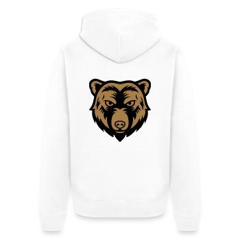 bear face 2 - Unisex Premium Organic Zip Hoodie - white - Back - Thijin (182cm)