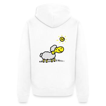 Schäfchen Sonne 3 - Unisex Premium Bio Zip Hoodie - Weiß - Hinten - Thijin (182cm)
