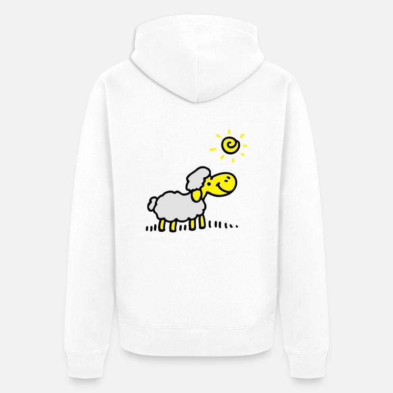 Schäfchen Sonne 3 - Unisex Premium Bio Zip Hoodie - Weiß
