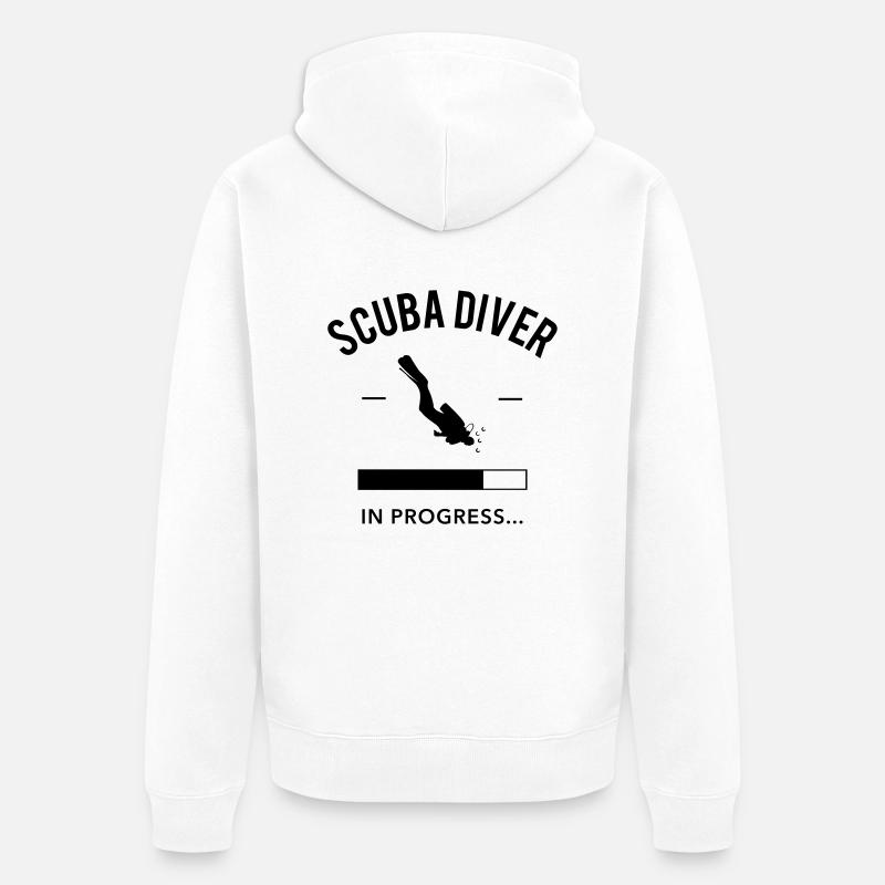 Scuba Diver in Progress - Veste à capuche bio Premium Unisexe - blanc