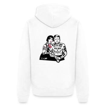 Pour The Hood - Berlin (pour les fonds clairs) - Veste à capuche bio Premium Unisexe - blanc - Dos - Thijin (182cm)